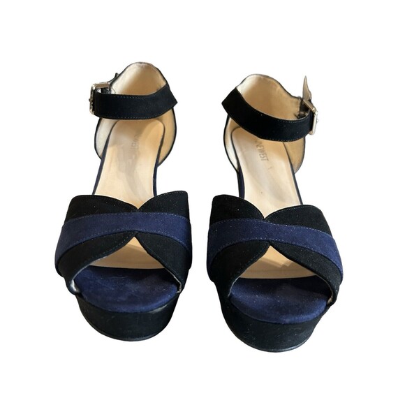 Nine West Black and Blue Platform Wedges - Picture 5 of 11